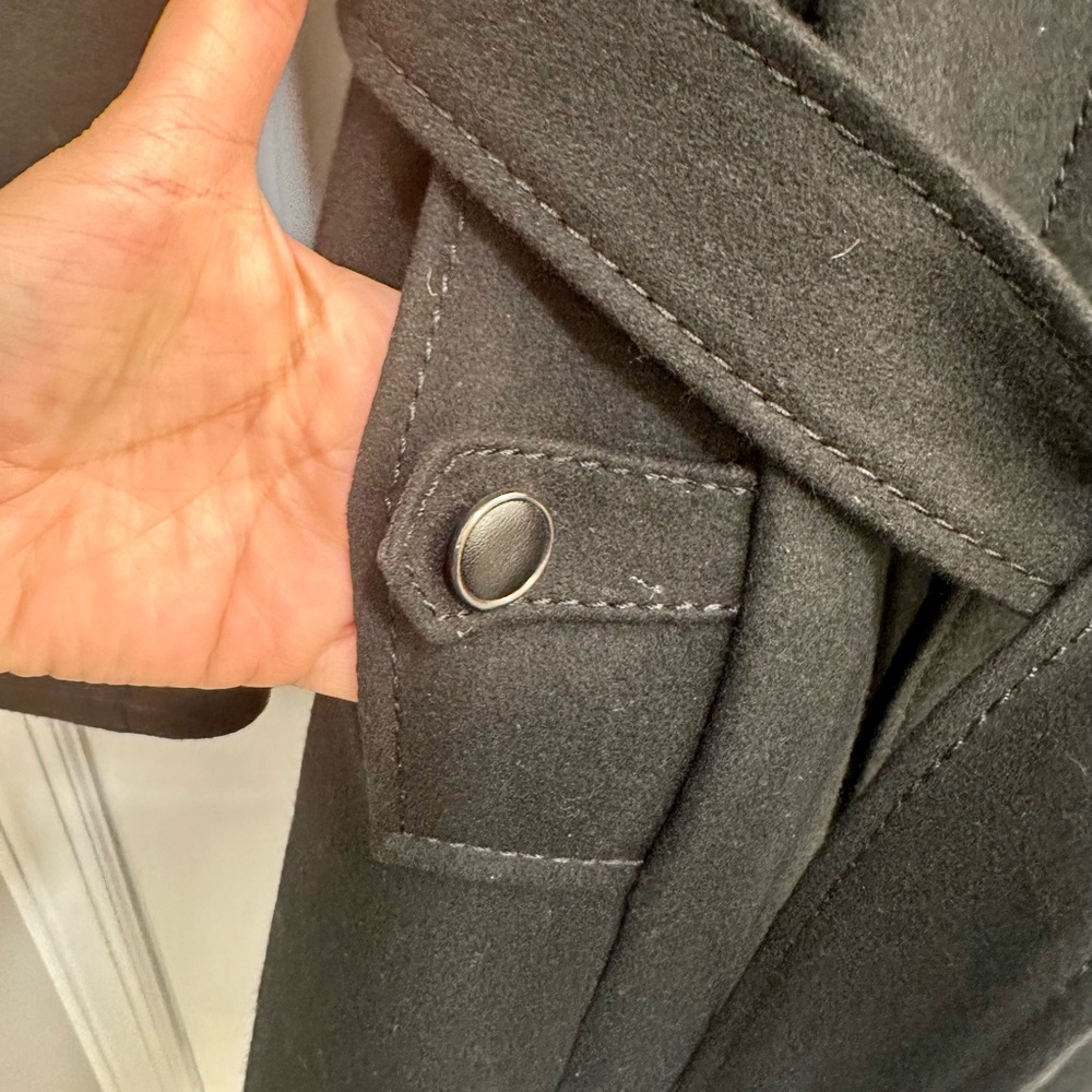 Kenneth Cole New York Black Trench Coat, Wool Coat, Winter Coat - Picture 5 of 12